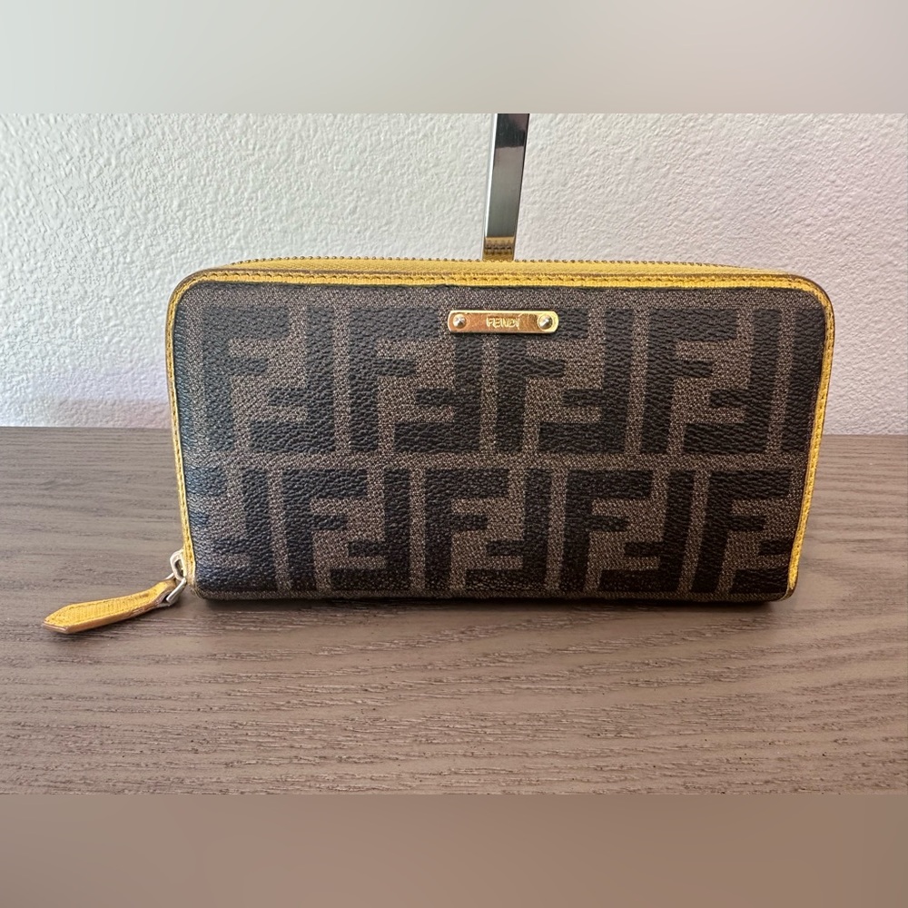 Fendi Zucca Coated Canvas Zippy Long Wallet